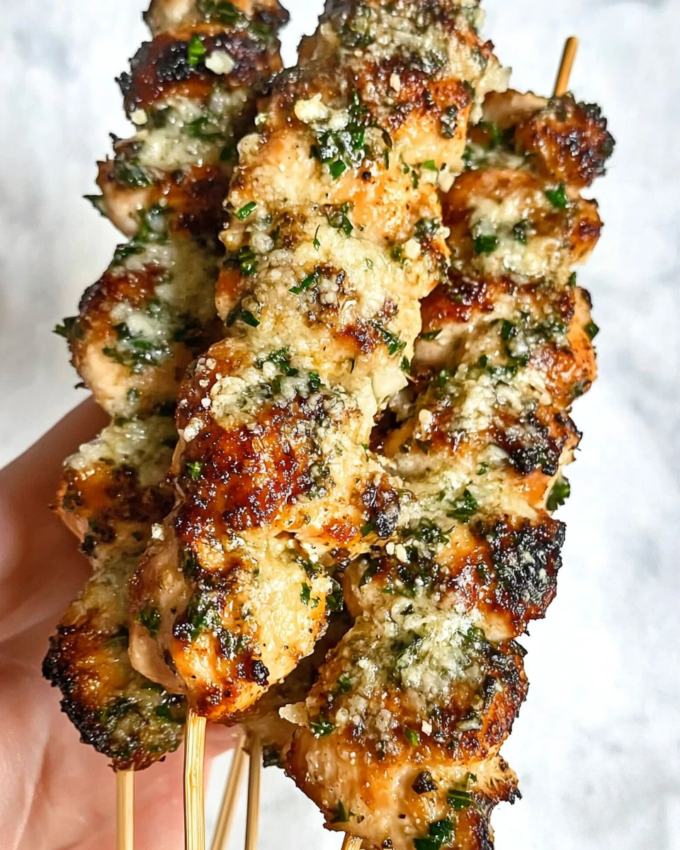 Garlic Parmesan Chicken Skewers 6 Garlic Parmesan Chicken Skewers